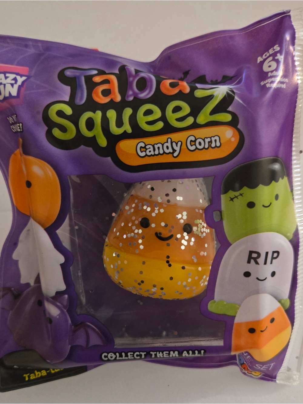 Crazy Fun Taba Squeez Candy Corn Squishy Glitter Halloween NEW 🎃